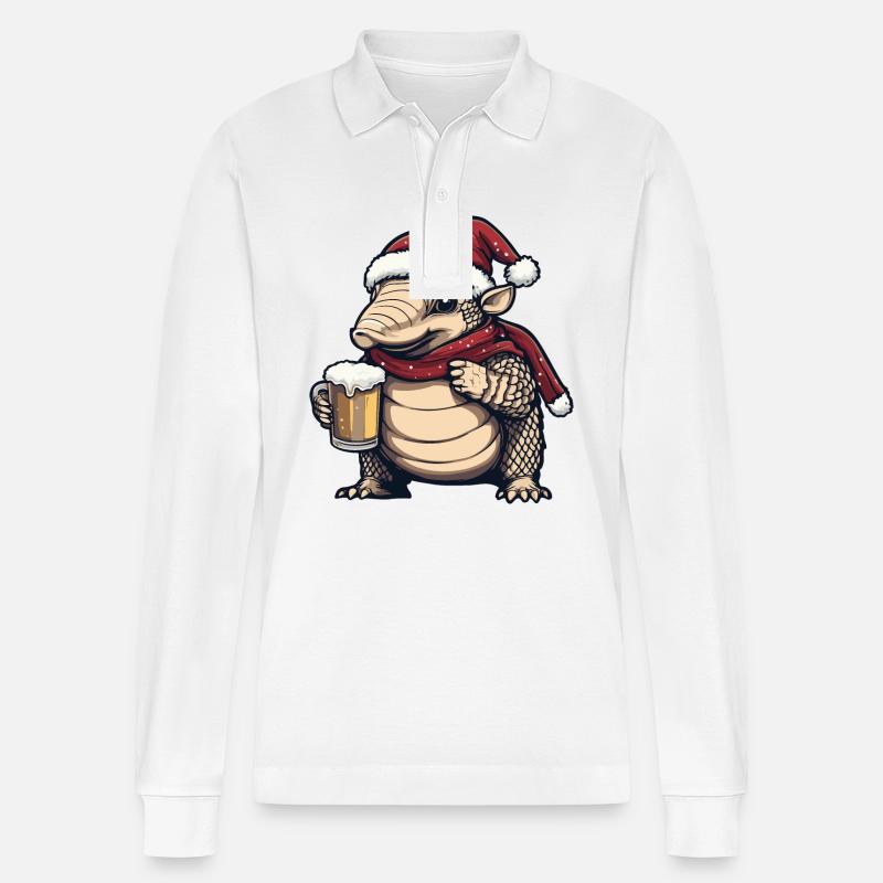 Gürteltier Weihnachten Bier - Stanley/Stella Unisex Bio-Langarm-Poloshirt Prepster - Weiß