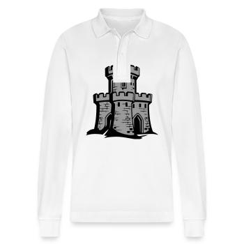 Burg Festung Ritterburg Symbol - Stanley/Stella Unisex Bio-Langarm-Poloshirt Prepster - Weiß - Vorne - Anna (173cm) & Nico (186cm)