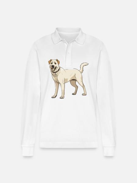 Kangal Dog - Stanley/Stella Organic Unisex Long-Sleeved Polo Shirt Prepster - white