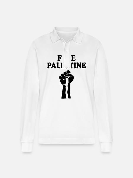 Free palestine - Stanley/Stella Organic Unisex Long-Sleeved Polo Shirt Prepster - white