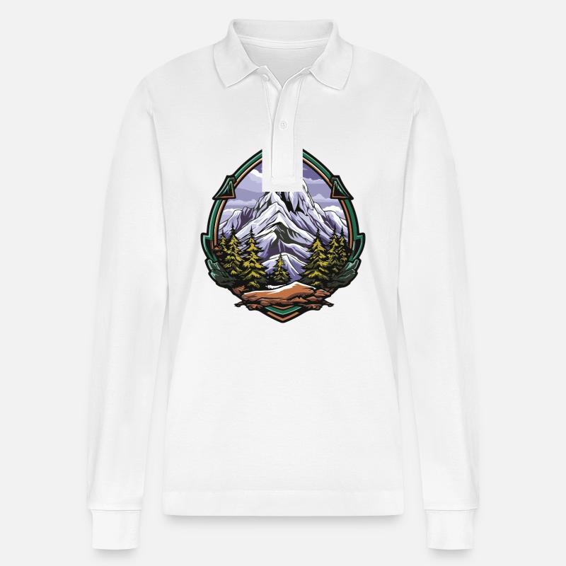 Eisberge Mountains Gipfel - Stanley/Stella Unisex Bio-Langarm-Poloshirt Prepster - Weiß