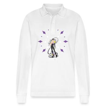 Arek PrideHEROES - Stanley/Stella Unisex Bio-Langarm-Poloshirt Prepster - Weiß - Vorne - Anna (173cm) & Nico (186cm)