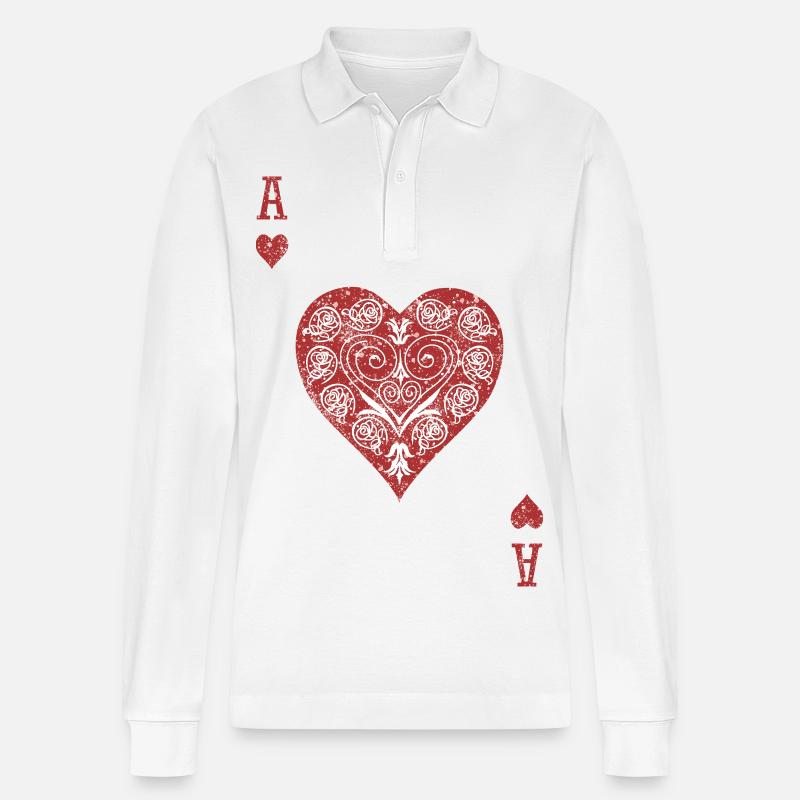 Herz-Ass ❤️ - Stanley/Stella Unisex Bio-Langarm-Poloshirt Prepster - Weiß