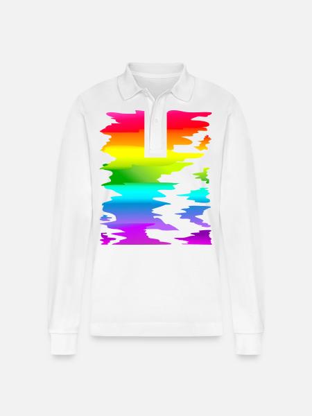 bunter Regenbogen Farbverlauf - Stanley/Stella Unisex Bio-Langarm-Poloshirt Prepster - Weiß
