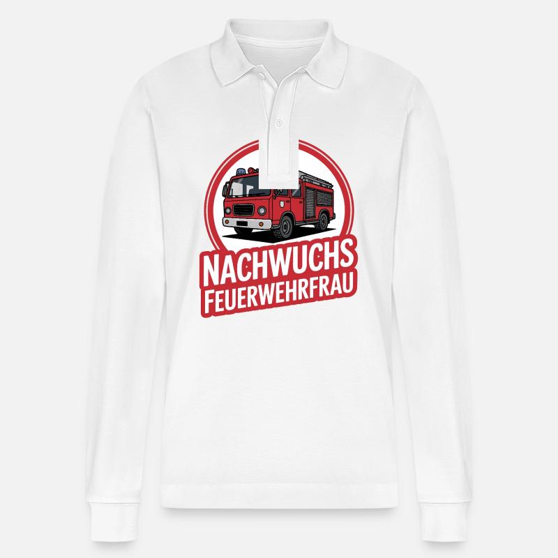 Nachwuchs Feuerwehrfrau – Geschenkidee - Stanley/Stella Unisex Bio-Langarm-Poloshirt Prepster - Weiß