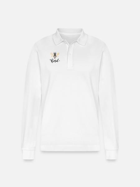Bee Kind Be Kind - Stanley/Stella Organic Unisex Long-Sleeved Polo Shirt Prepster - white