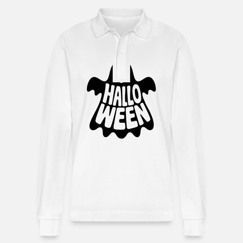 Ghost - Cooles Halloween Logo - Stanley/Stella Unisex Bio-Langarm-Poloshirt Prepster - Weiß