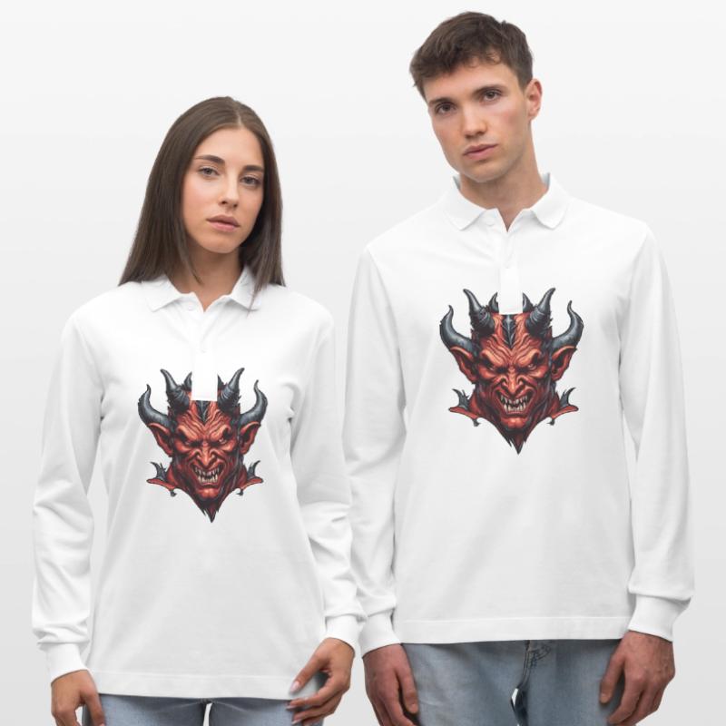 Devil / Hell / Horror / Devilish / Evil Stanley/Stella Organic Unisex Long-Sleeved Polo Shirt Prepster