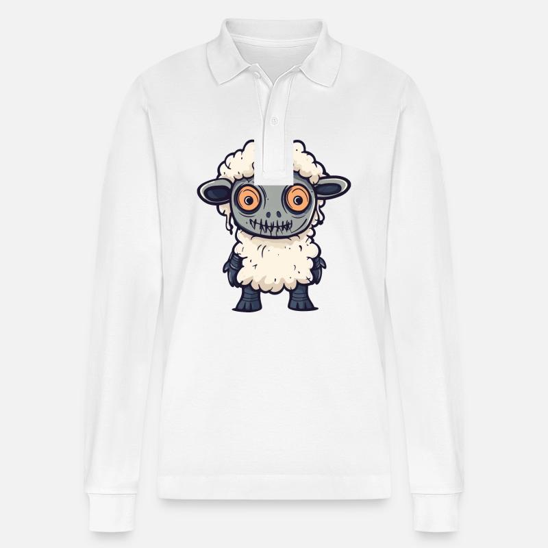 Mouton Halloween Zombie - Polo à manches longues bio PREPSTER Stanley/Stella Unisexe - blanc