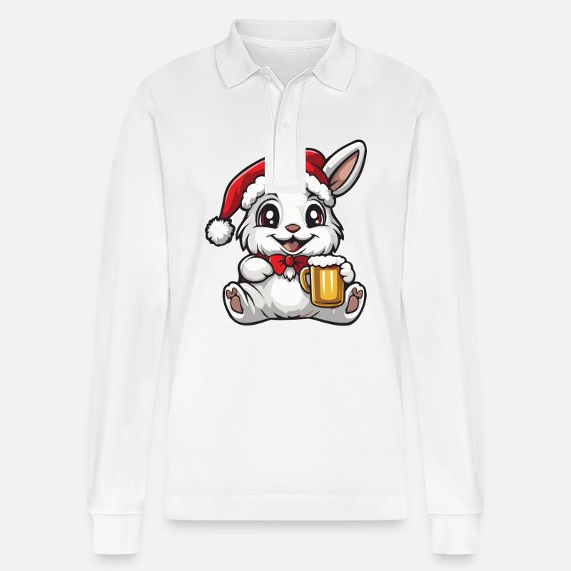 Bière de Noël Bunny - Polo à manches longues bio PREPSTER Stanley/Stella Unisexe - blanc