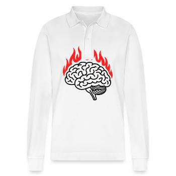 Overthinking - Funny Introvert Quote - Stanley/Stella Unisex Bio-Langarm-Poloshirt Prepster - Weiß - Vorne - Anna (173cm) & Nico (186cm)