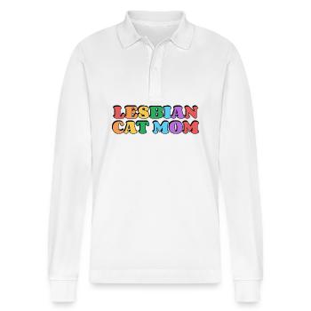 Lesbische Katzenmama - Stanley/Stella Unisex Bio-Langarm-Poloshirt Prepster - Weiß - Vorne - Anna (173cm) & Nico (186cm)