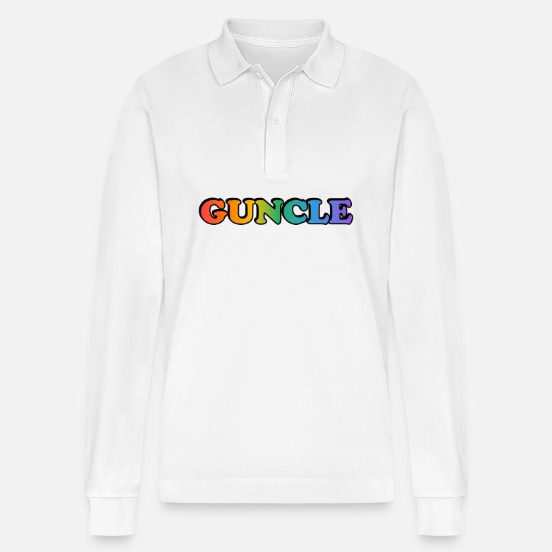 Guncle schwuler Onkel - Stanley/Stella Unisex Bio-Langarm-Poloshirt Prepster - Weiß