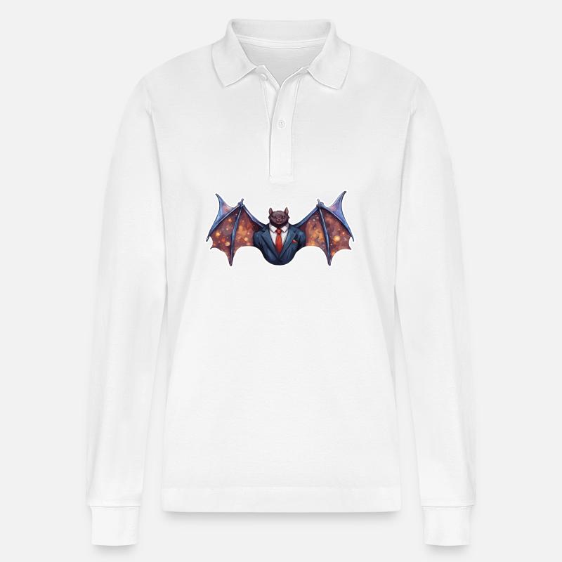 Fledermaus / Vampir / Dracula / Tier / Halloween - Stanley/Stella Unisex Bio-Langarm-Poloshirt Prepster - Weiß