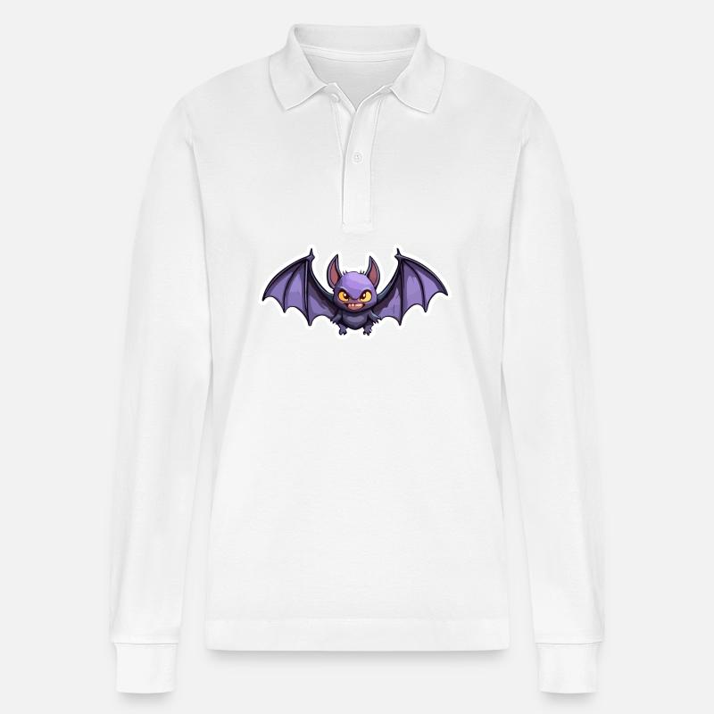 Fledermaus / Vampir / Dracula / Tier / Halloween - Stanley/Stella Unisex Bio-Langarm-Poloshirt Prepster - Weiß