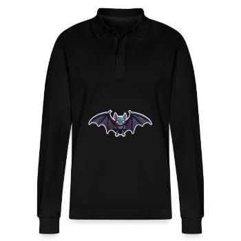 Bat / Vampire / Dracula / Animal / Halloween - Stanley/Stella Organic Unisex Long-Sleeved Polo Shirt Prepster - black - Front - Anna (173cm) & Nico (186cm)