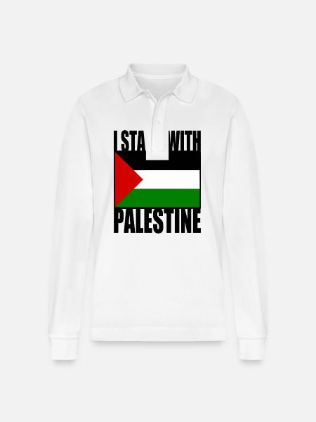 I stand with palestine - Stanley/Stella Organic Unisex Long-Sleeved Polo Shirt Prepster - white