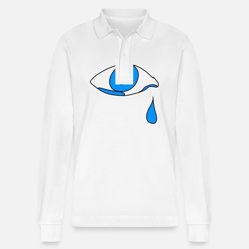 Eye Tear Cry - Stanley/Stella Organic Unisex Long-Sleeved Polo Shirt Prepster - white
