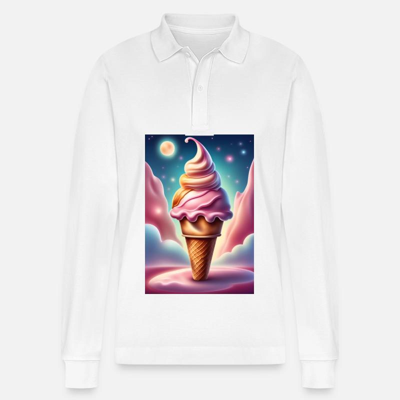 Erdbeer-Waffel - Stanley/Stella Unisex Bio-Langarm-Poloshirt Prepster - Weiß