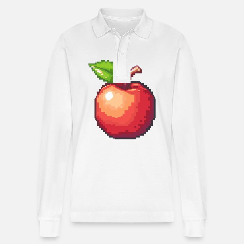 Icône Apple Pixel - Polo à manches longues bio PREPSTER Stanley/Stella Unisexe - blanc