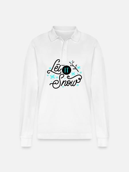 Let it Snow - Stanley/Stella Organic Unisex Long-Sleeved Polo Shirt Prepster - white