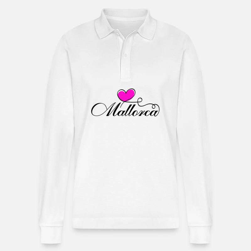 Mallorca Herz Liebe - Stanley/Stella Unisex Bio-Langarm-Poloshirt Prepster - Weiß