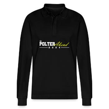 Polterabend 2024 - Stanley/Stella Unisex Bio-Langarm-Poloshirt Prepster - Schwarz - Vorne - Anna (173cm) & Nico (186cm)
