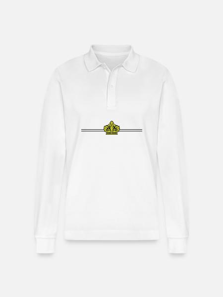 Crown Icon - Stanley/Stella Organic Unisex Long-Sleeved Polo Shirt Prepster - white