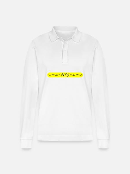 2025 Year Ornament - Stanley/Stella Organic Unisex Long-Sleeved Polo Shirt Prepster - white