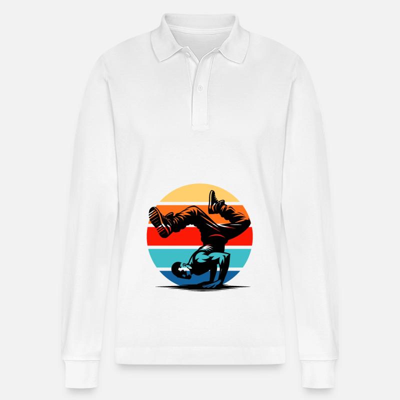Breakdance - Stanley/Stella Unisex Bio-Langarm-Poloshirt Prepster - Weiß