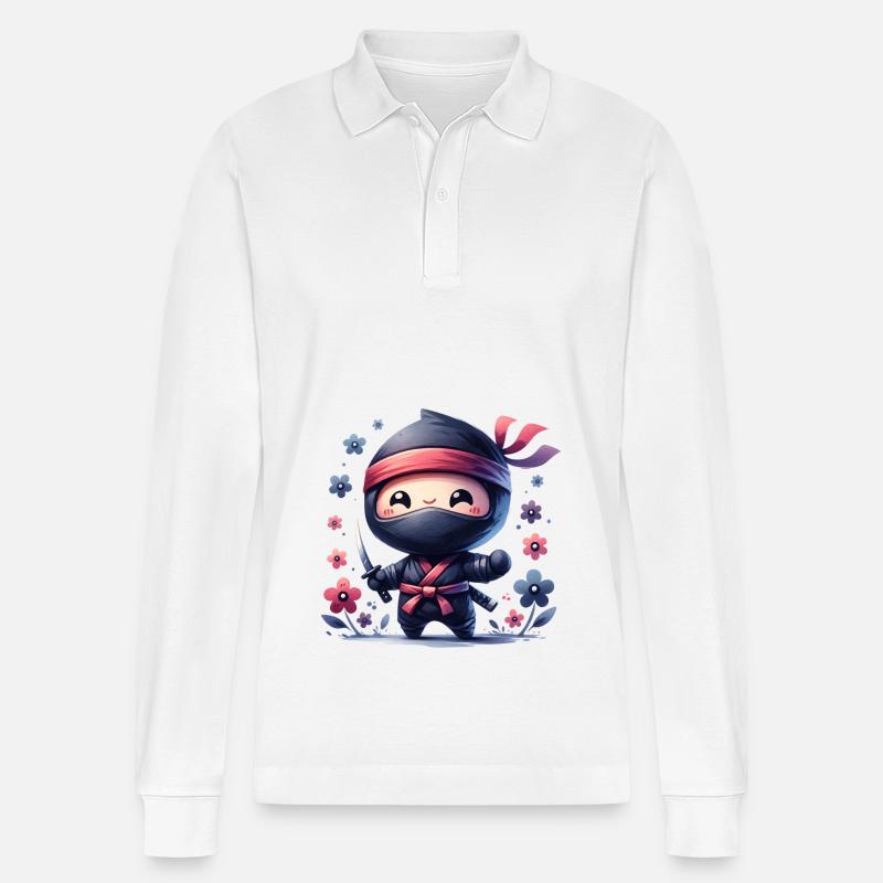 Ninja - Stanley/Stella Unisex Bio-Langarm-Poloshirt Prepster - Weiß