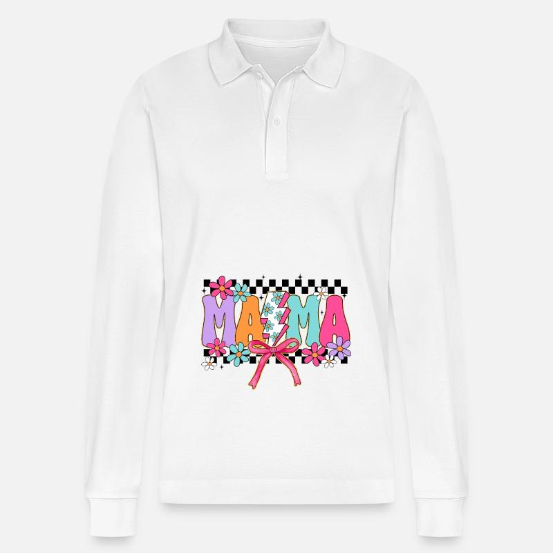 Mama - Stanley/Stella Unisex Bio-Langarm-Poloshirt Prepster - Weiß