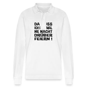 Feiern da muss ich erstmal - Stanley/Stella Unisex Bio-Langarm-Poloshirt Prepster - Weiß - Vorne - Anna (173cm) & Nico (186cm)