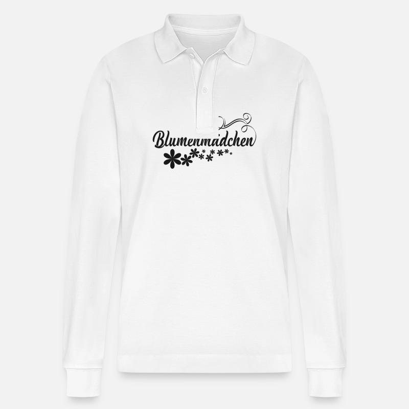 Blumenmädchen schwarze Blumen - Stanley/Stella Unisex Bio-Langarm-Poloshirt Prepster - Weiß