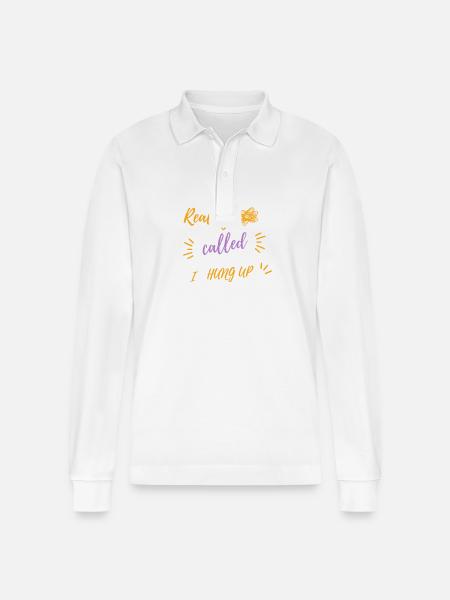 Reality Call I Hung Up - Stanley/Stella Organic Unisex Long-Sleeved Polo Shirt Prepster - white