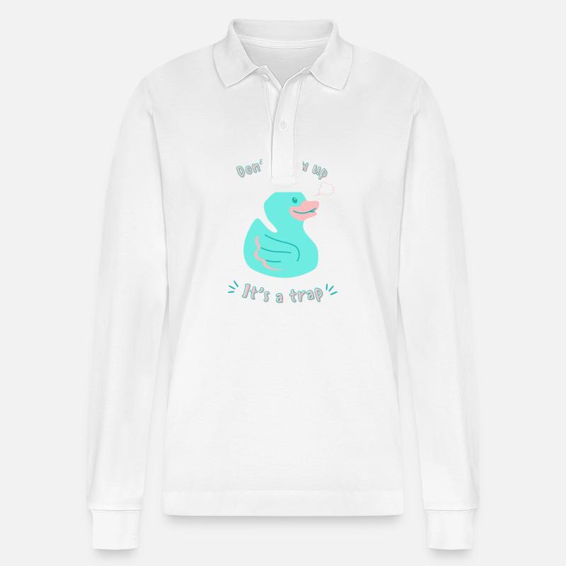 Werde nicht erwachsen - Stanley/Stella Unisex Bio-Langarm-Poloshirt Prepster - Weiß