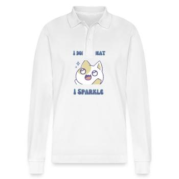 I Sparkle - Stanley/Stella Organic Unisex Long-Sleeved Polo Shirt Prepster - white - Front - Anna (173cm) & Nico (186cm)