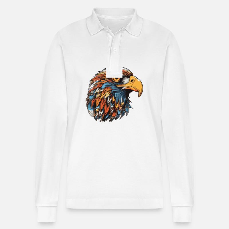 Adler Kopf - Stanley/Stella Unisex Bio-Langarm-Poloshirt Prepster - Weiß