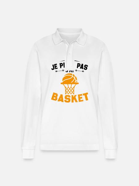 Je Peux Pas J'ai Basket Cadeau Joueur De Basket - Polo à manches longues bio PREPSTER Stanley/Stella Unisexe - blanc
