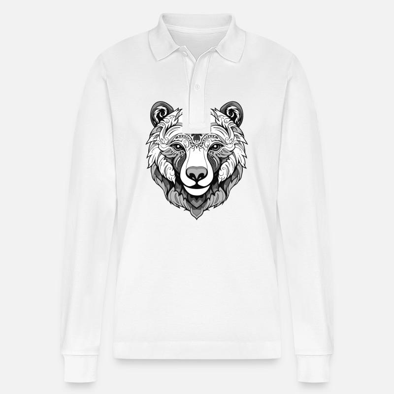 Eisbär Kopf Polar bär - Stanley/Stella Unisex Bio-Langarm-Poloshirt Prepster - Weiß