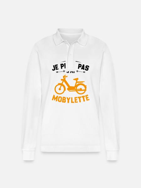 Ik kan niet Ik heb brommer cadeau - Stanley/Stella uniseks bio poloshirt met lange mouwen Prepster - wit