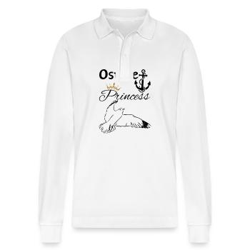 Baltic Sea Princess-Baltic Sea Princess Anchor and Seagull - Stanley/Stella Organic Unisex Long-Sleeved Polo Shirt Prepster - white - Front - Anna (173cm) & Nico (186cm)