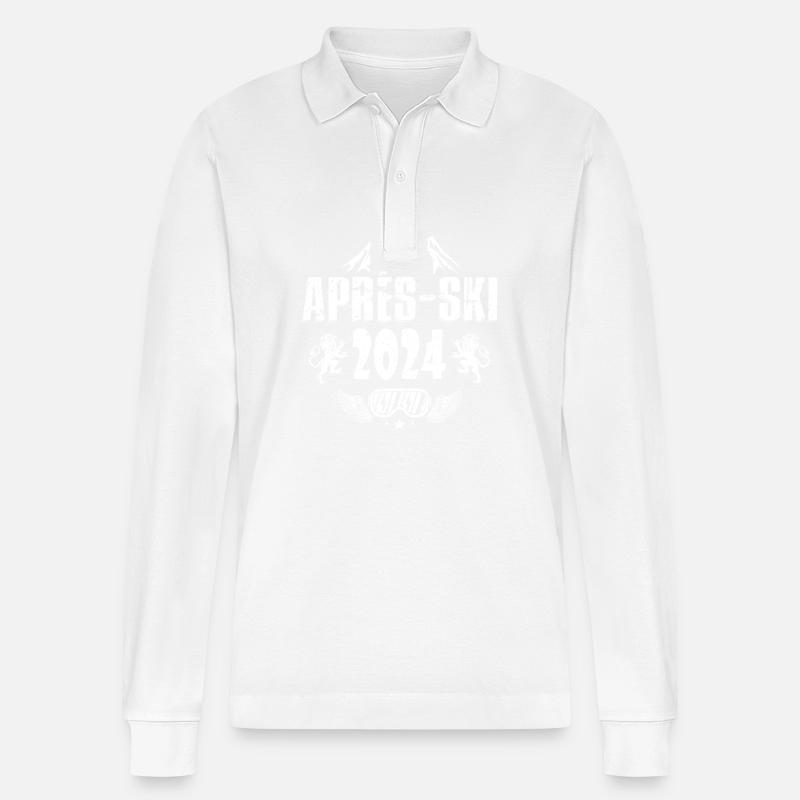 Apres Ski 2024 Spruch Urlaub - Stanley/Stella Unisex Bio-Langarm-Poloshirt Prepster - Weiß