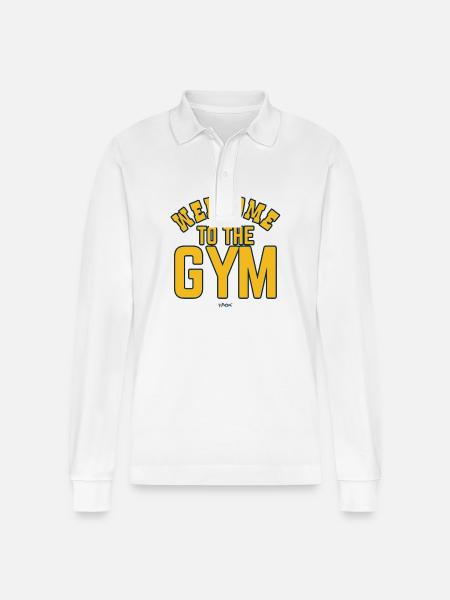 Text: Welcome to the gym - Stanley/Stella Organic Unisex Long-Sleeved Polo Shirt Prepster - white