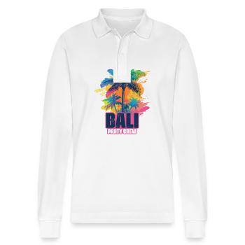 Bali Party Crew Vacation - Stanley/Stella Organic Unisex Long-Sleeved Polo Shirt Prepster - white - Front - Anna (173cm) & Nico (186cm)