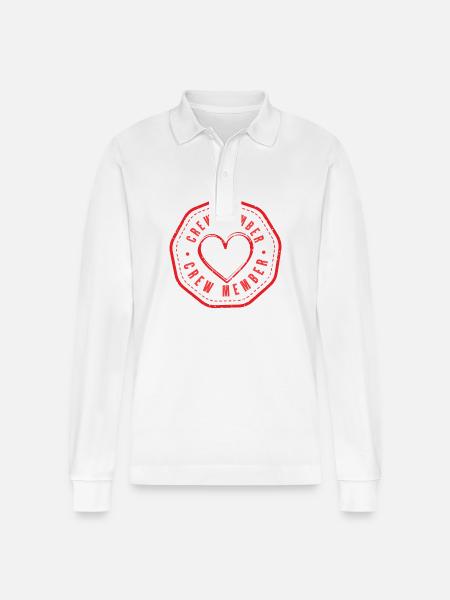 Crew Member Herz - Stanley/Stella Unisex Bio-Langarm-Poloshirt Prepster - Weiß