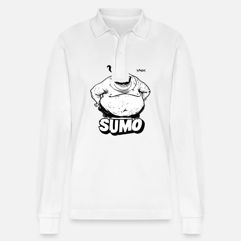 Großer, dicker Sumo - Stanley/Stella Unisex Bio-Langarm-Poloshirt Prepster - Weiß