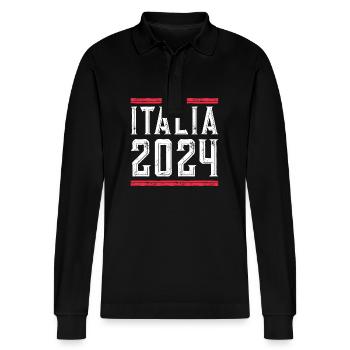 Jours fériés Italie 2024 - Polo à manches longues bio PREPSTER Stanley/Stella Unisexe - noir - Devant - Anna (173cm) & Nico (186cm)