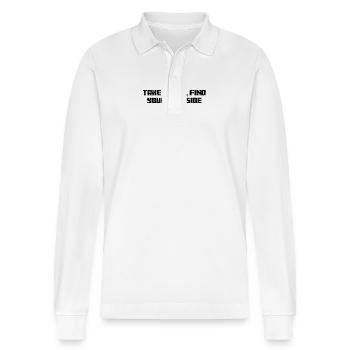 Hiking - Take a hike, find your wild side - Stanley/Stella Organic Unisex Long-Sleeved Polo Shirt Prepster - white - Front - Anna (173cm) & Nico (186cm)