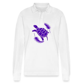 Schildkröte / Kriechtier - Reptilie - Stanley/Stella Unisex Bio-Langarm-Poloshirt Prepster - Weiß - Vorne - Anna (173cm) & Nico (186cm)